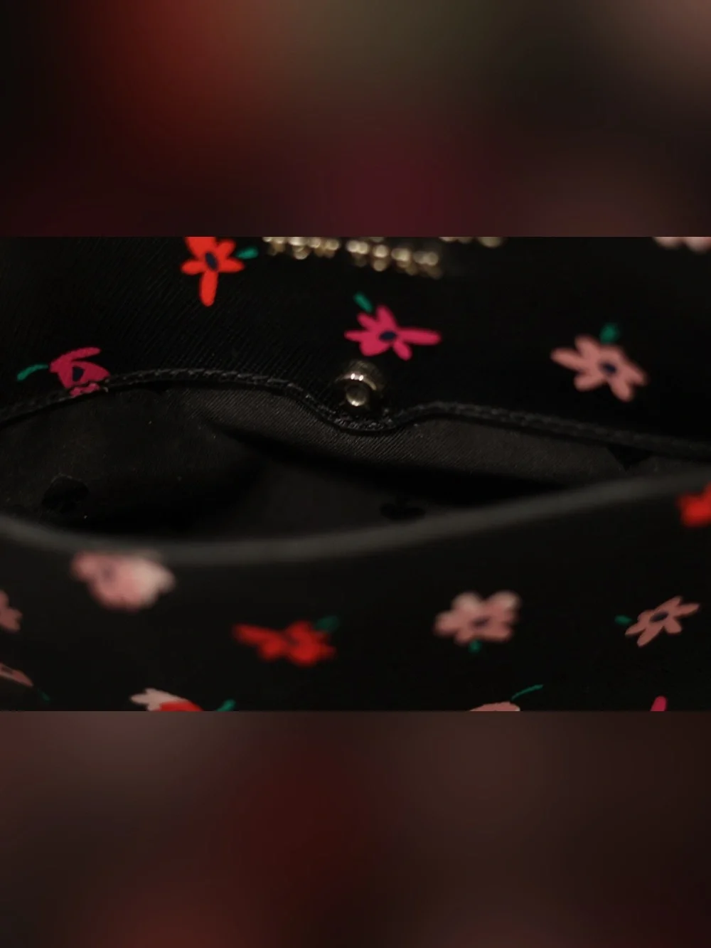 Kate Spade New York Floral Crossbody Bag Black Textured Adjustable Strap
